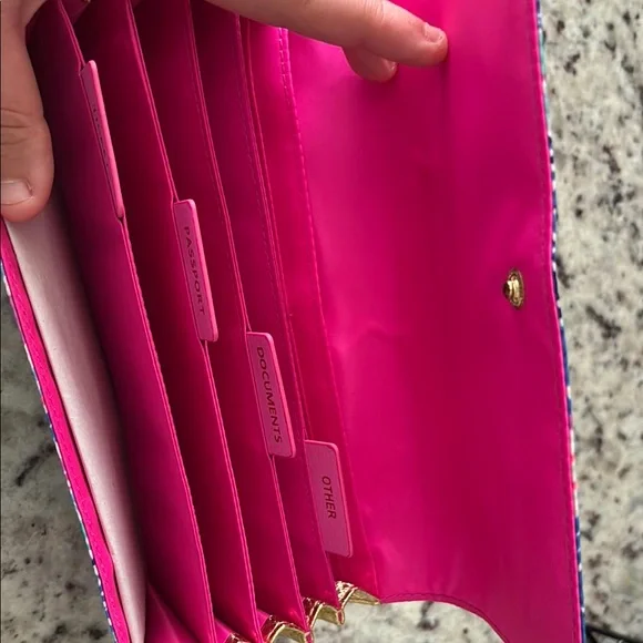Lilly Pulitzer Blue and Pink Clutch Vibrant Tropical Design - Picture 3 of 5